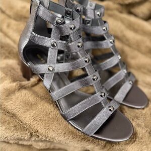 Marc Fisher Silver Studded Gladiator Heels New *